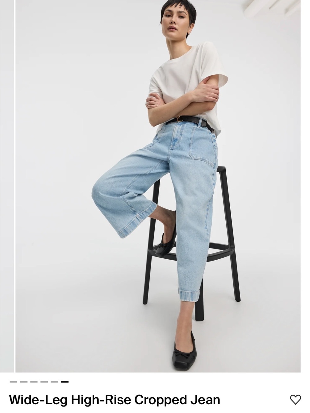Wide-Leg High-Rise Cropped Jeans - Light Blue